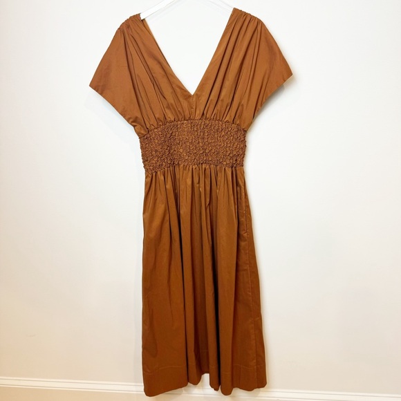 Fashion | Count Your Blessings Smocked Maxi Dress in Brown Camel - Picture 9 of 12